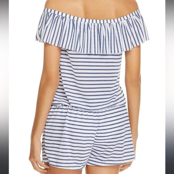 Splendid xs blue & white striped off the shoulder romper excellent condition - Picture 2 of 5